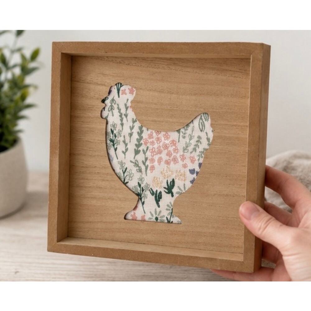 Floral Chicken Wood Farmhouse Wall Decor - Picture 2 of 3